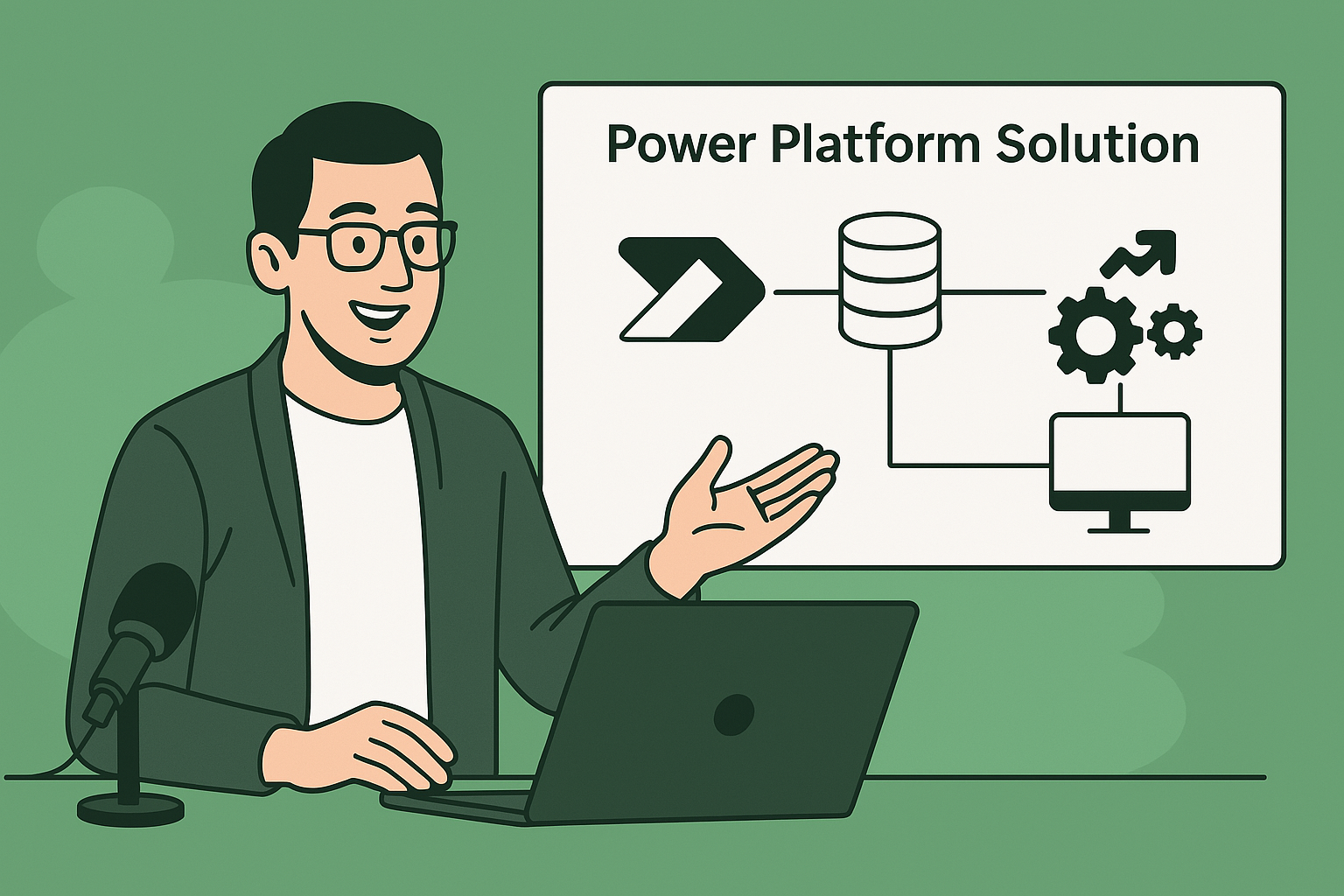 Image of person explaining Power Platform solution topic in online platform